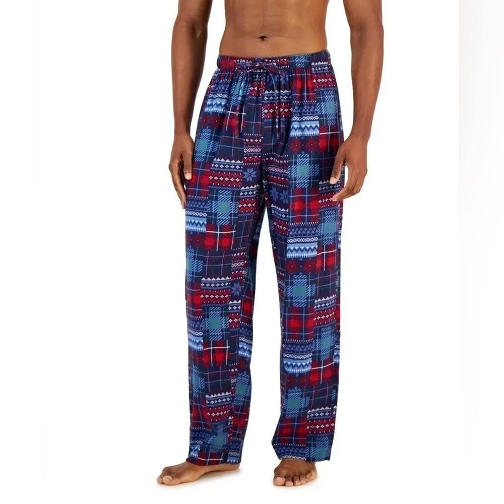 🎄 Club Room Men's Patchwork Flannel Pajama Pants, holiday pants, Christmas New